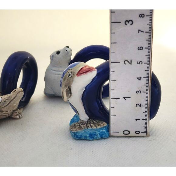 NAPKIN RINGS-LEPS Peru Terracotta-Seal, Angle Fish, Alligator, Dolphin-Set of 4 - Picture 9 of 9